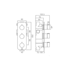 Vado Tablet Altitude 2 Outlet 3 Handle Shower Valve