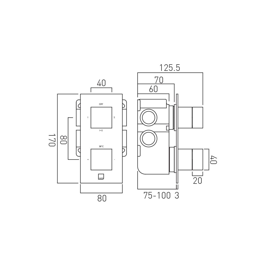 Vado Individual Tablet Notion 2 Outlet Shower Valve