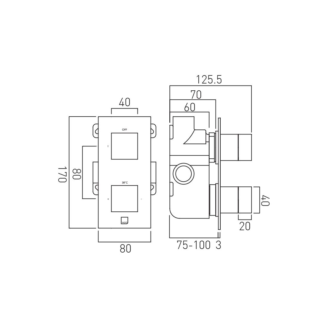 Vado Tablet Notion 1 Outlet Shower Valve