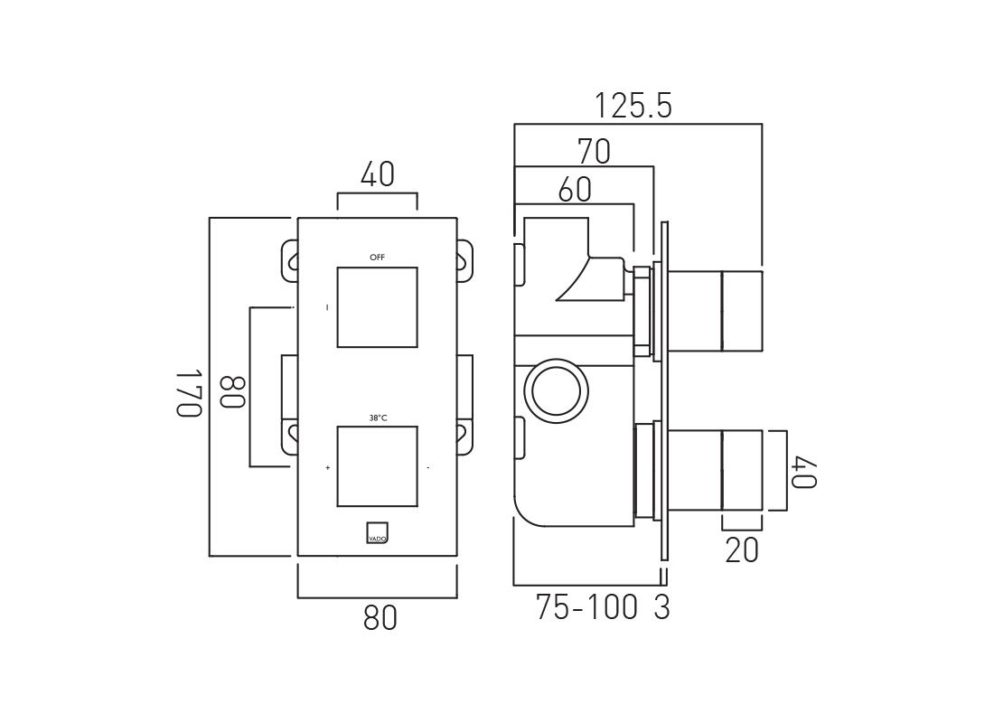 Vado Individual Tablet Notion 1 Outlet Shower Valve