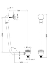 BC Designs exposed push down waste and overflow diagram