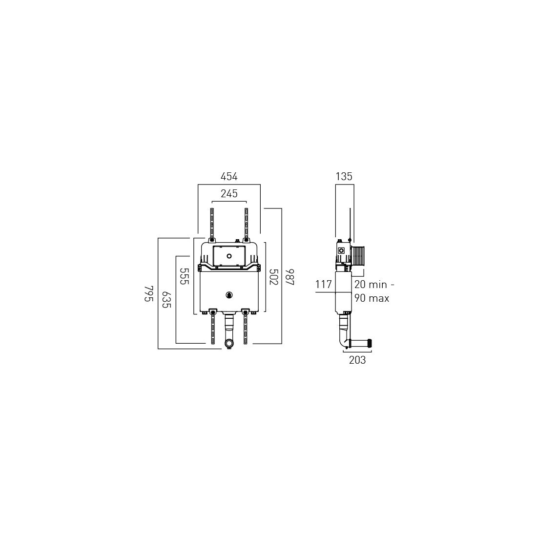 Vado Standard Cistern for Back to Wall Pan