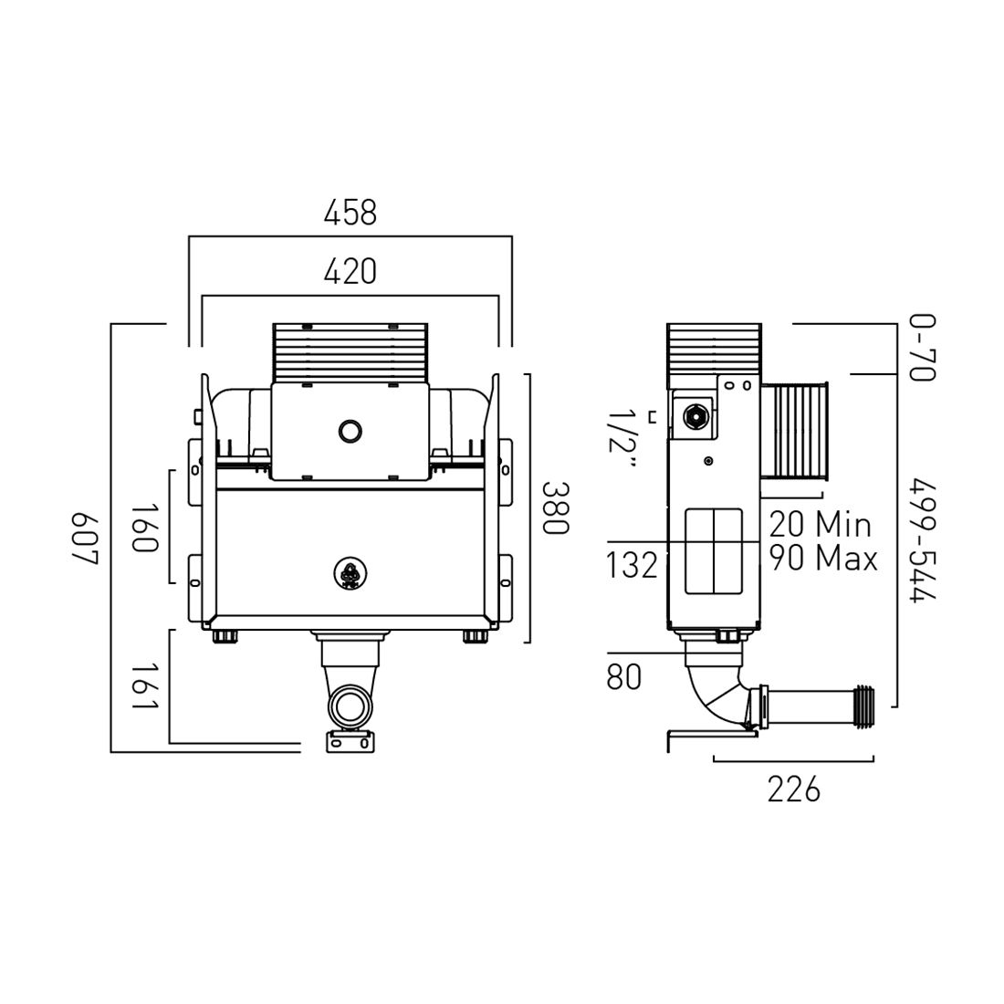 Vado Short Cistern for Back to Wall Pan