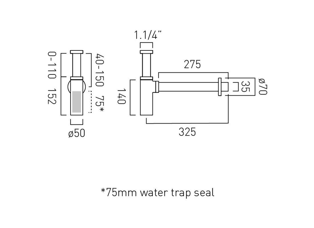 Vado Contemporary Bottle Trap (All finishes)